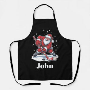 Personalized Santa Ice Hockey Christmas Sport Apron