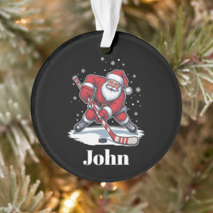 Personalized Santa Ice Hockey Christmas Sport  Ornament