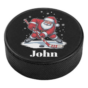 Personalized Santa Ice Hockey Christmas Sport  Puck