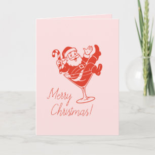 Personalized Santa in Martini Glass Christmas Card