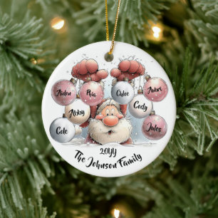 Personalized Santa in Snow Ceramic Ornament 