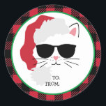 Personalized Santa Kitty Cat Christmas Stickers<br><div class="desc">Christmas Stickers. Personalized Stickers Sheet. Add your own custom name,  monogram,  quote or saying. You can change the background colour.</div>