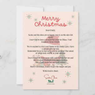 Personalized Santa Letter Christmas Card for Kids 