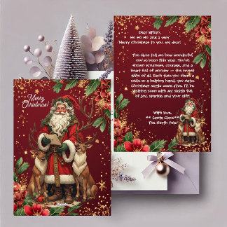 Personalized Santa Letter North Pole Cute Reindeer Holiday Card