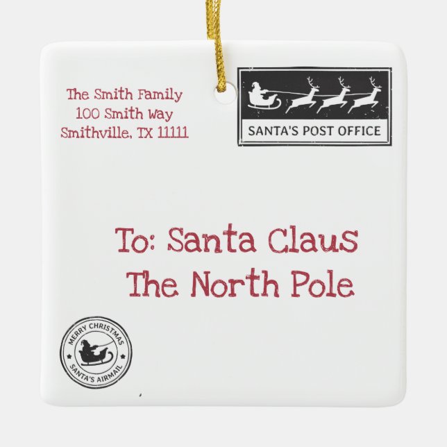 Personalized Santa Letter Ornament (Front)