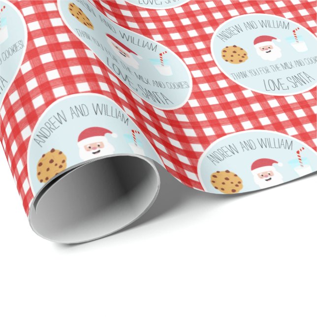 Personalized Santa Milk and Cookies Wrapping Paper (Roll Corner)