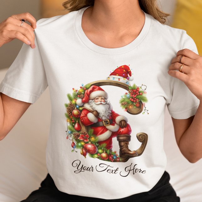 Personalized Santa Monogram Christmas Holiday T-Shirt (Creator Uploaded)
