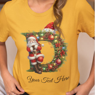 Personalized Santa Monogram Christmas Holiday T-Shirt