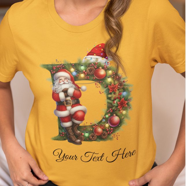 Personalized Santa Monogram Christmas Holiday T-Shirt (Creator Uploaded)