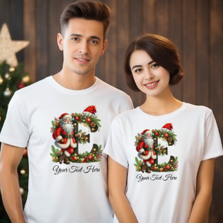 Personalized Santa Monogram Christmas Holiday T-Shirt