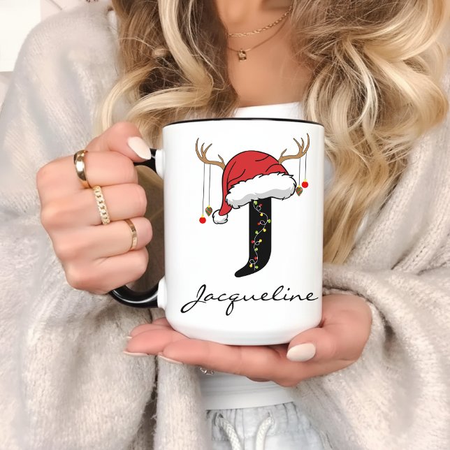 Personalized Santa Monogram Mug for Mom & Dad (monogram christmas mug, holiday coffee mug, christmas coworker gift, christmas mug for friends,)