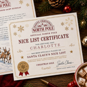 Personalized Santa Nice List Certificate for Kids