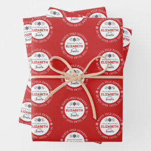 Personalized Santa North Pole Express Wrapping Paper Sheet
