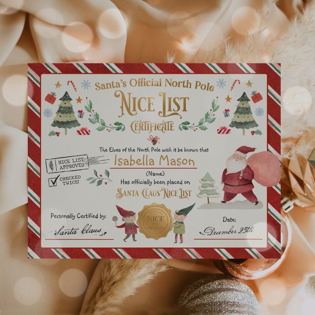 Personalized Santa Official Nice List Certificate (Creator Uploaded)