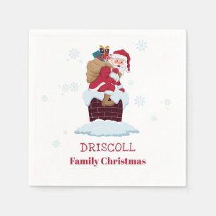 Personalized Santa on Roof Christmas Chimney Paper Napkin