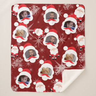 Personalized Santa Photo Collage Sherpa Blanket