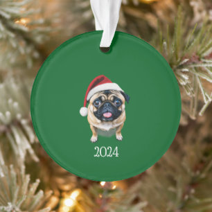 Personalized Santa Pug Ornament