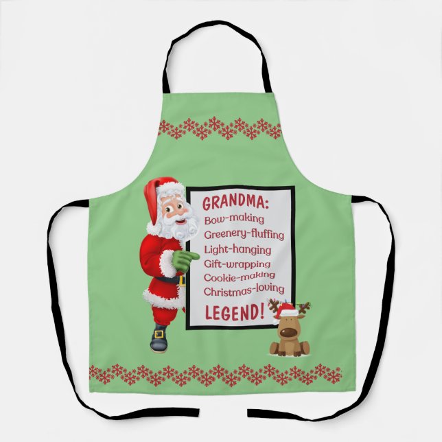 Personalized Santa Reindeer Christmas Apron (Front)