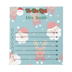 Personalized Santa Reindeer Christmas To-Do List Notepad