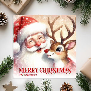 Personalized Santa Rudolph Snowy Christmas Puzzle