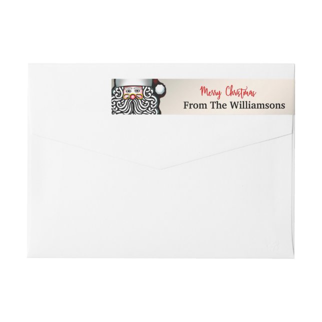 Personalized Santa Silver Merry Christmas Address Wrap Around Label (Back)