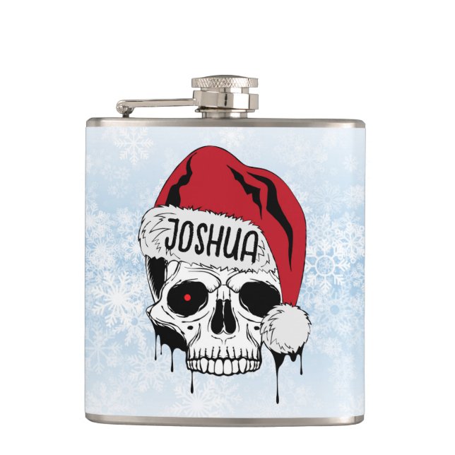 Personalized Santa Skull Hip Flask (Front)