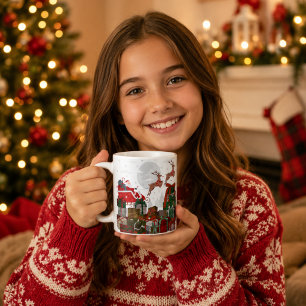 Personalized Santa Sleigh and Reindeer Christmas Coffee Mug