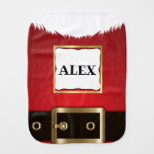 Personalized Santa Suit Buffalo Plaid Burp Cloth
