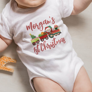 Personalized Santa Train Baby's First Christmas Baby Bodysuit