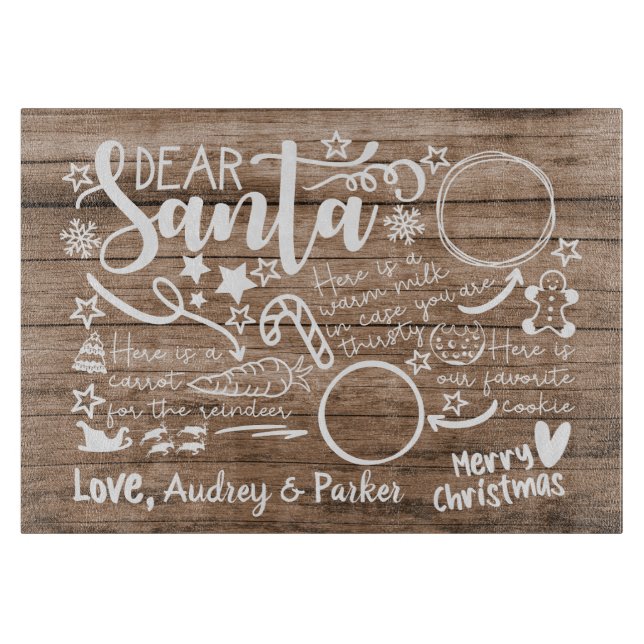 Personalized Santa Tray For Christmas Eve Treats Cutting Board (Front)