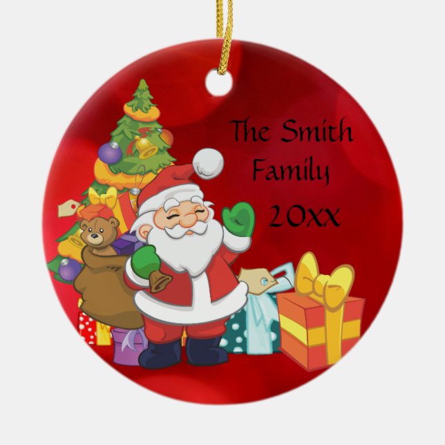 Personalized Santa Tree Gifts Christmas Ornament (Front)
