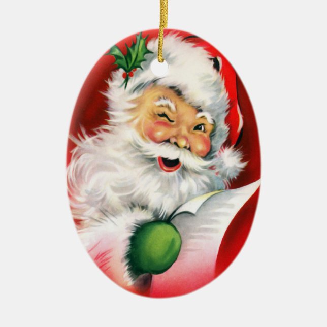 Personalized Santa Winking Christmas Ornament (Front)