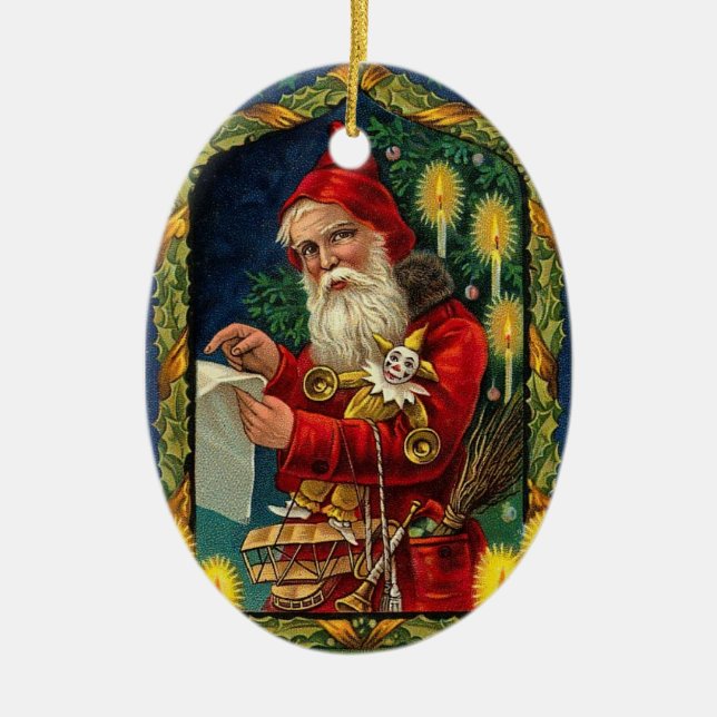 Personalized Santa with Jester Christmas Ornament (Front)