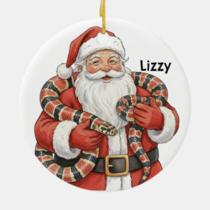 Personalized Santa with milk snake Ceramic Ornament