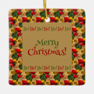 Personalized Santa's Christmas Greetings Ceramic Ornament