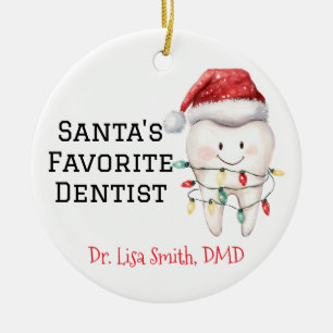 Personalized Santa's Favorite Dentist Ceramic Ornament