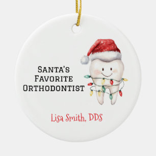 Personalized Santa's Favorite Orthodontist Ceramic Ornament
