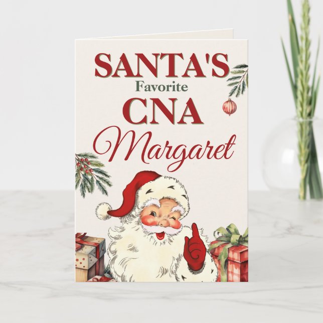 Personalized Santa's Favourite CNA Christmas Card (Front)