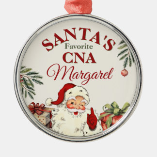 Personalized Santa's Favourite CNA Christmas Metal Ornament