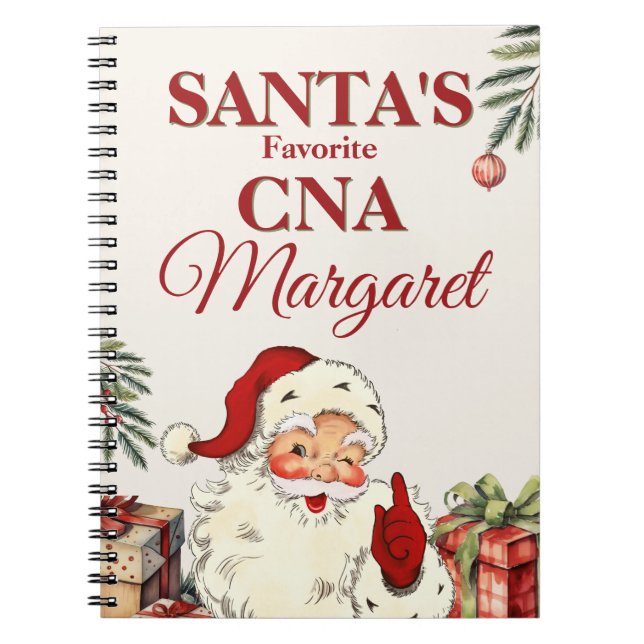 Personalized Santa's Favourite CNA Christmas Notebook (Front)