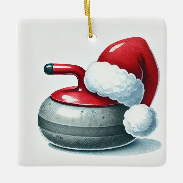 Personalized Santa's Favourite Curler  Ceramic Ornament (Front)
