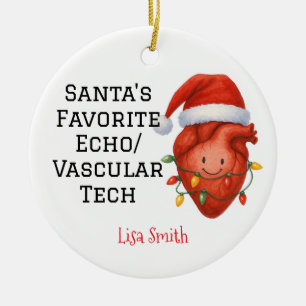Personalized Santa's Favourite Echo/Vascular Tech Ceramic Ornament