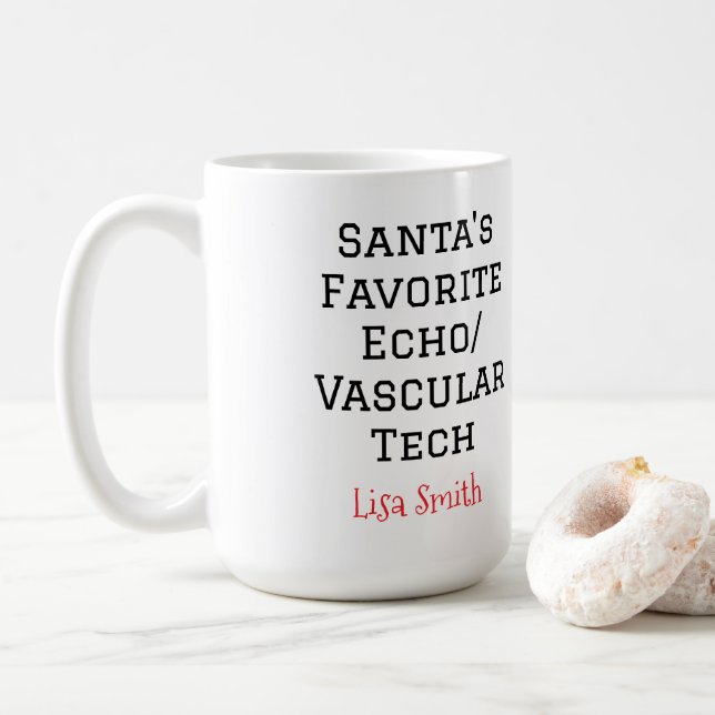 Personalized Santa's Favourite Echo/Vascular Tech Coffee Mug (With Donut)