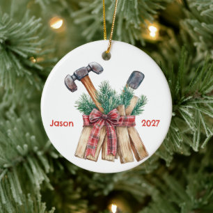 Personalized Santa's Favourite Handyman Ceramic Ornament