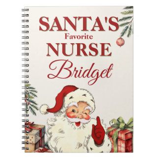 Personalized Santa's Favourite Nurse Christmas Notebook