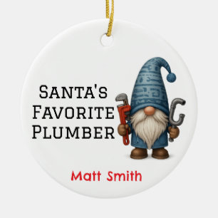 Personalized Santa's Favourite Plumber/Handyman Ceramic Ornament