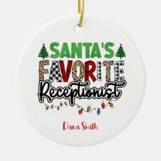 Personalized Santa's Favourite Receptionist Ceramic Ornament