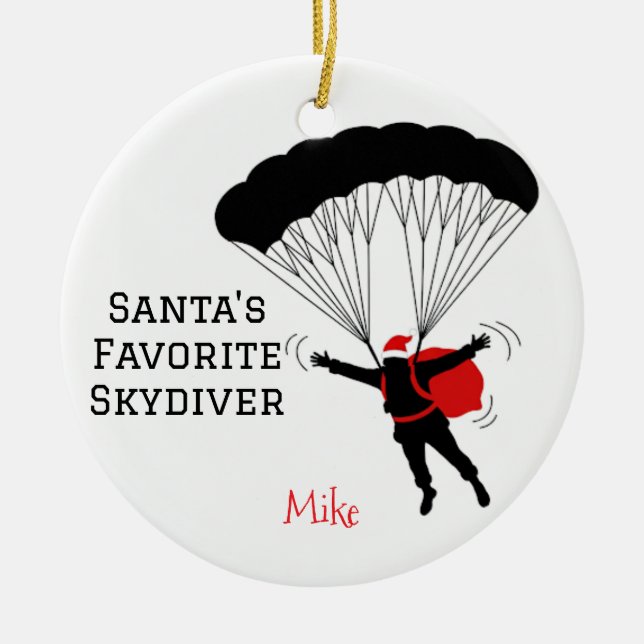 Personalized Santa's Favourite Skydiver Ceramic Ornament (Front)