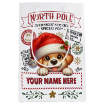 Personalized Santa's Gift Bag with cute Puppy