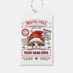 Personalized Santa's Gift Tag with cute Kitten